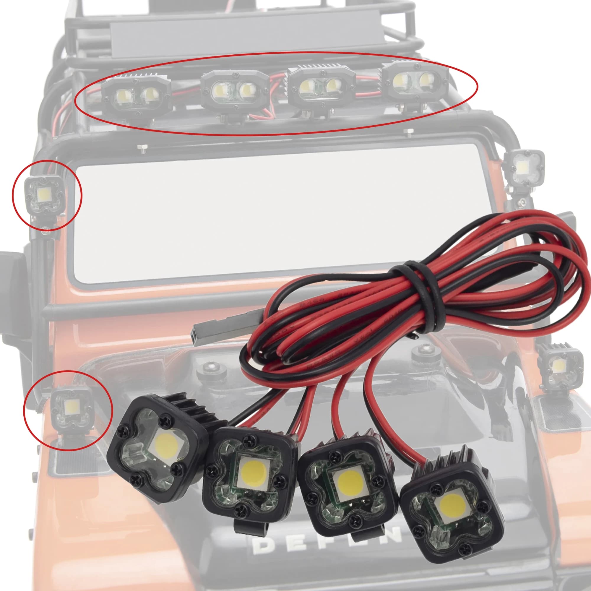 Luci LED Brillanti, Fari Quadrati 5050 per Crawler RC 1/10 Axial SCX10 90046 TRX4 Wraith RR10 MST Redcat Gen8