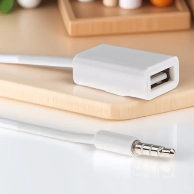 Cavo Adattatore da Jack Audio Aux 3.5mm a USB 2.0 per Navigazione Veicolare, Stereo Auto, Decodifica Mp3, Supporto per Chiavetta USB