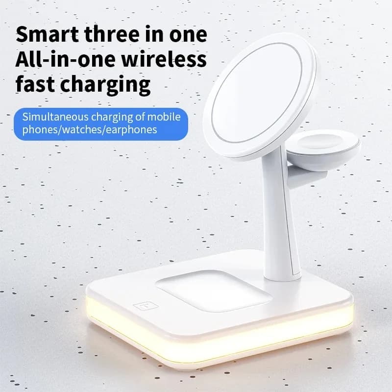 25W 4 In 1 Magnetic Wireless Charging Station LED Night Light Foldable Charger Stand for iPhone Watch Airpods Multi Device Dock