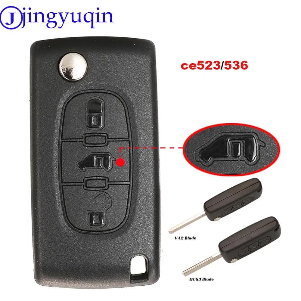 Jingyuqin CE0523/CE0536 Chiave a distanza per auto per Fiat Scudo per Peugeot Partner Expert per Citroen Berlingo Spedizione (Van) Chiave a distanza