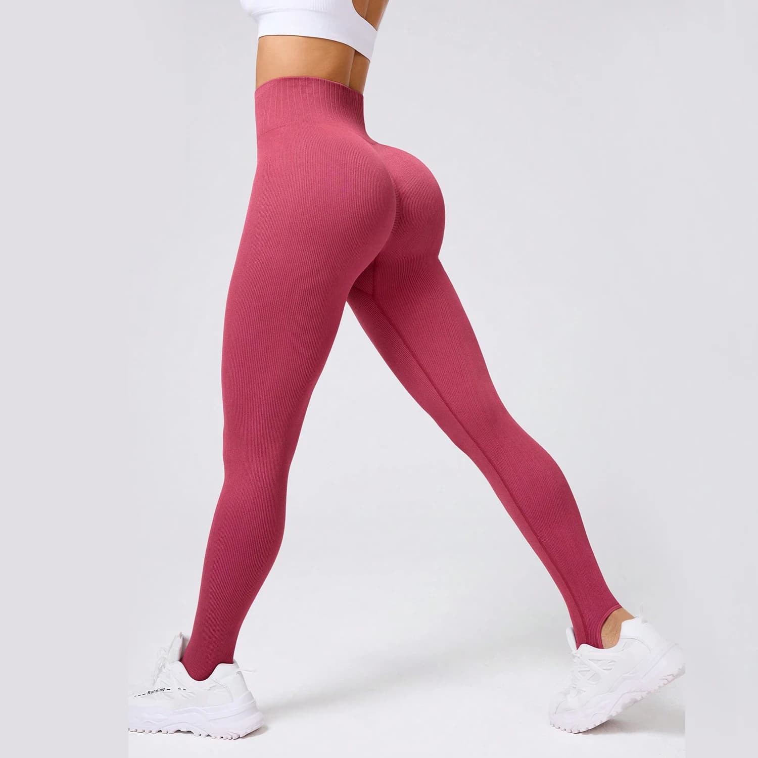 Stirrup Ribbed Seamless Yoga Leggings High Waist Butt Lifter Quick Dry Workout Pants for Women Gym Running Sports Tights