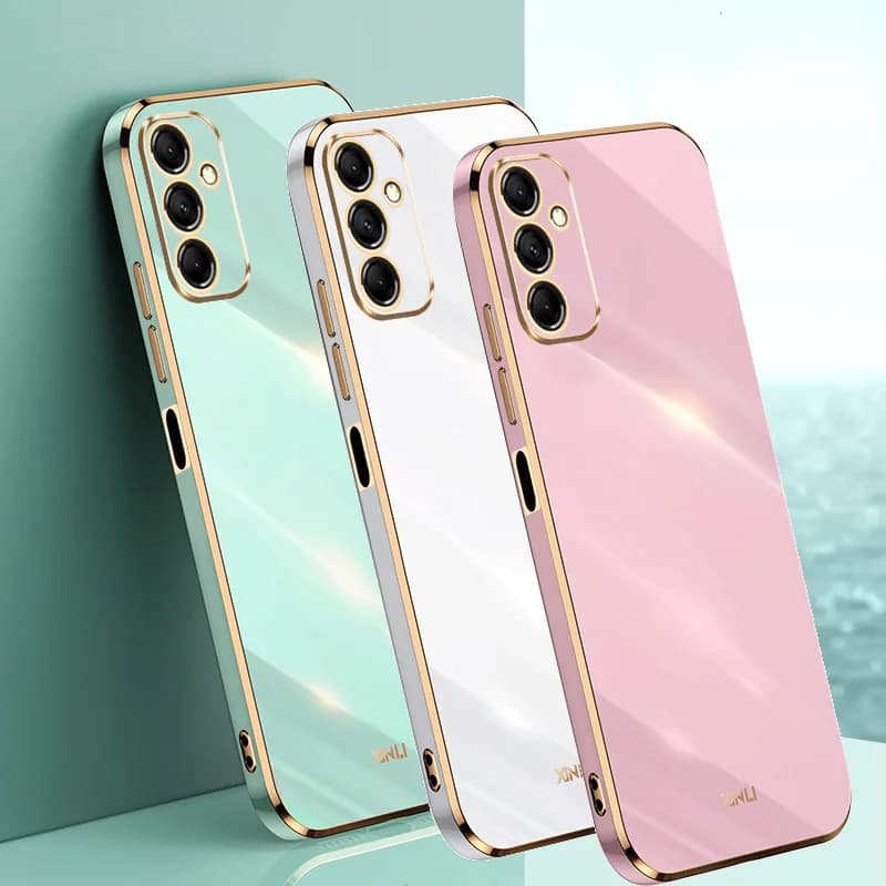 Placcatura elettrolitica Cornice quadrata Cassa Del Telefono Funda Per Samsung Galaxy A56 A36 A26 A16 A55 A35 A25 A15 A 55 35 25 5G Copertura Morbida