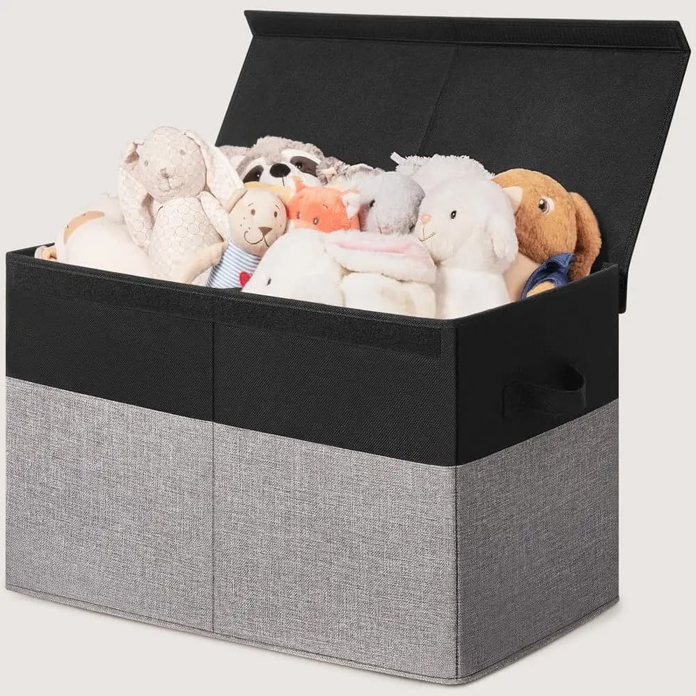 Large Toy Storage Box with Lid Collapsible Organizer Bin 85L | Storage Bin with Lid for Playroom, Living Room, Closet Organizati