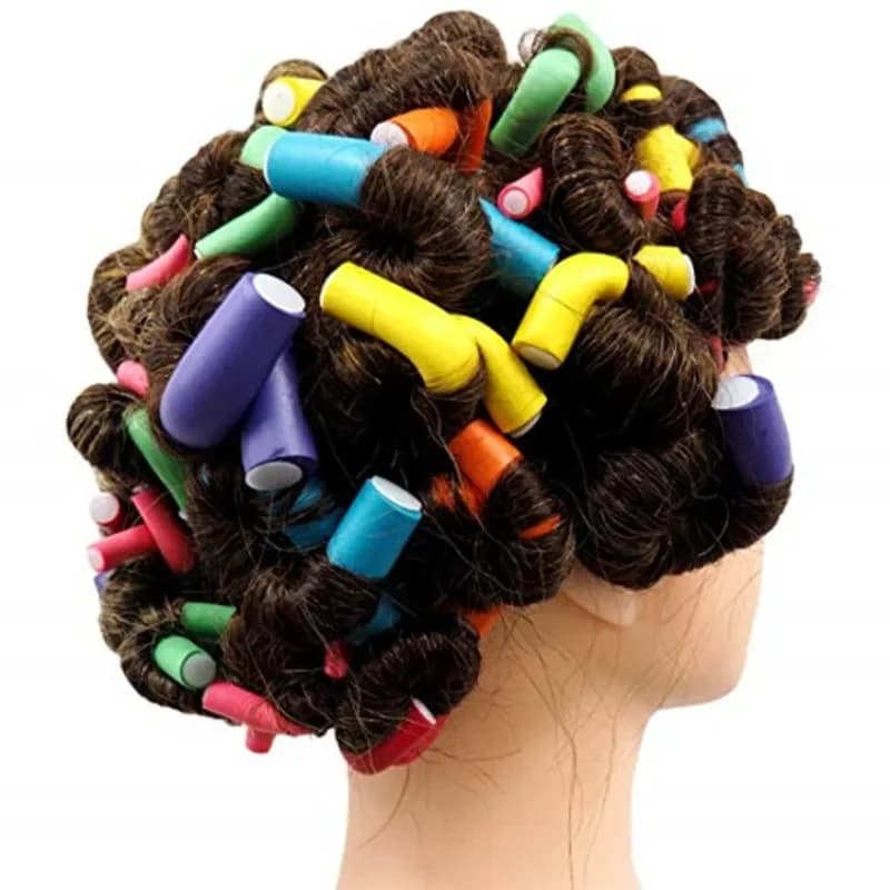 Set of 10 Ferri Universal Sponge curlers Colored, Cotton Beaded and EVA for Creative Hairstyles