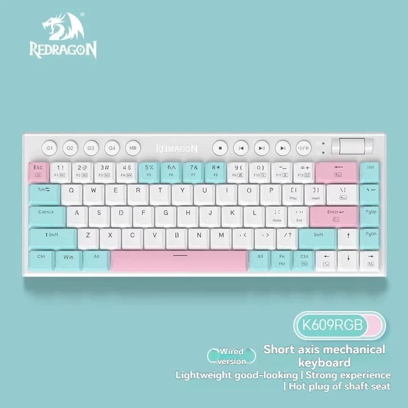 REDRAGON K609 Tastiera meccanica a basso profilo Hot Swap RGB Wired Wireless Tri-mode Bluetooth 2.4g Tablet ultrasottile Ipad Office