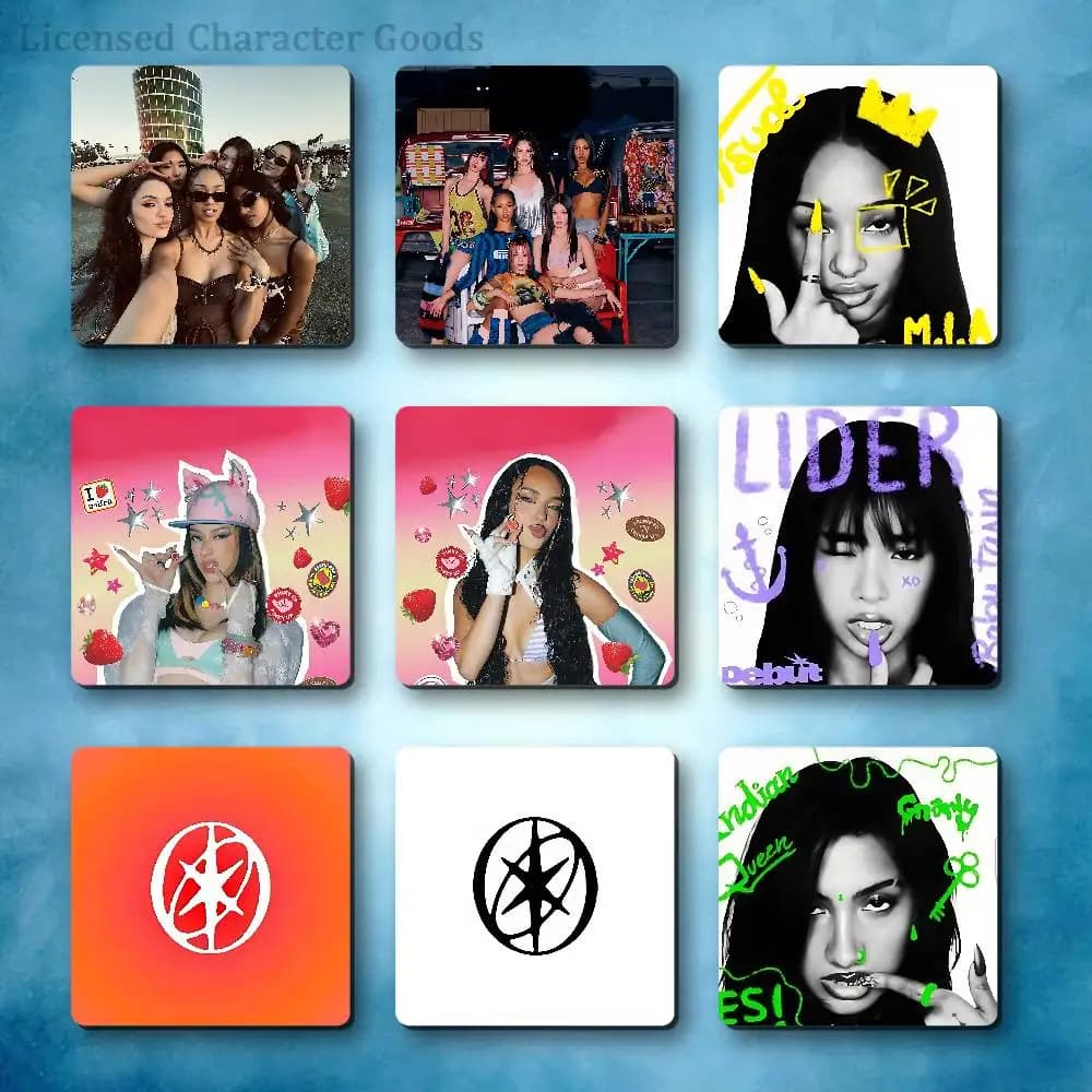 K-KATSEYE Refrigerator Magnets Square Tiles with Magnetic Sheets Printed for Decoration Collect 55mm
