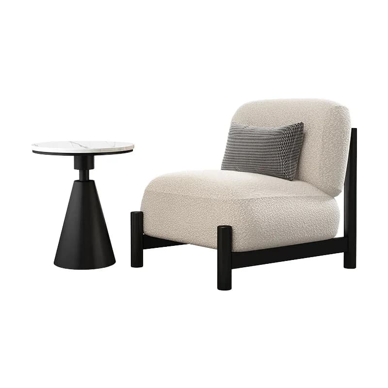 Poltrona lounge in tessuto color crema antico con gambe in metallo per uso casual in camere da letto e soggiorni - design moderno