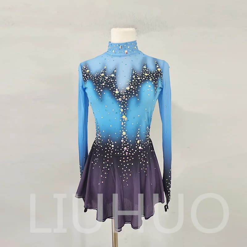 LIUHUO Abito per Pattinaggio Artistico su Ghiaccio per Ragazze Donne Adolescenti Elasticizzato in Spandex per Competizione Vendita all'Ingrosso BD7097