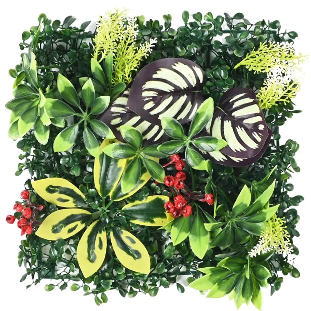DIY Artificial Plant Wall Panel Flower UV Protection Simulation Maple Plant Sheet Green No Watering Fake Green Grass Mat