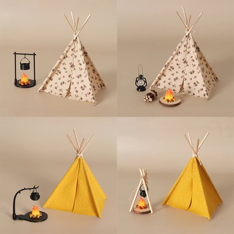 【Modello di tenda da campeggio in scala 1:12, decorazione, tenda da esterno simulata, ornamento, accessori per scene in miniatura, piccola tenda giocattolo per bambole】