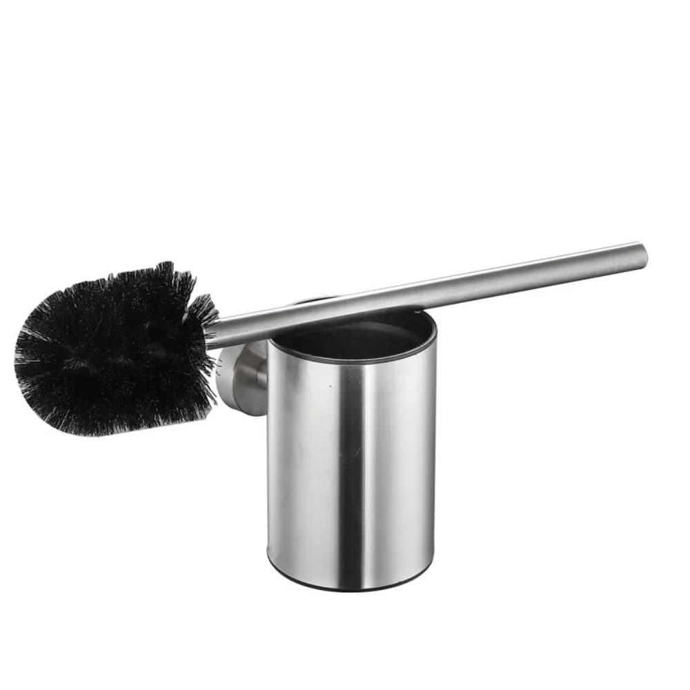 Stainless Steel Toilet Brush Set Non Perforated Standing Base Floor Toilet Cleaning Tool Deodorant with Lid