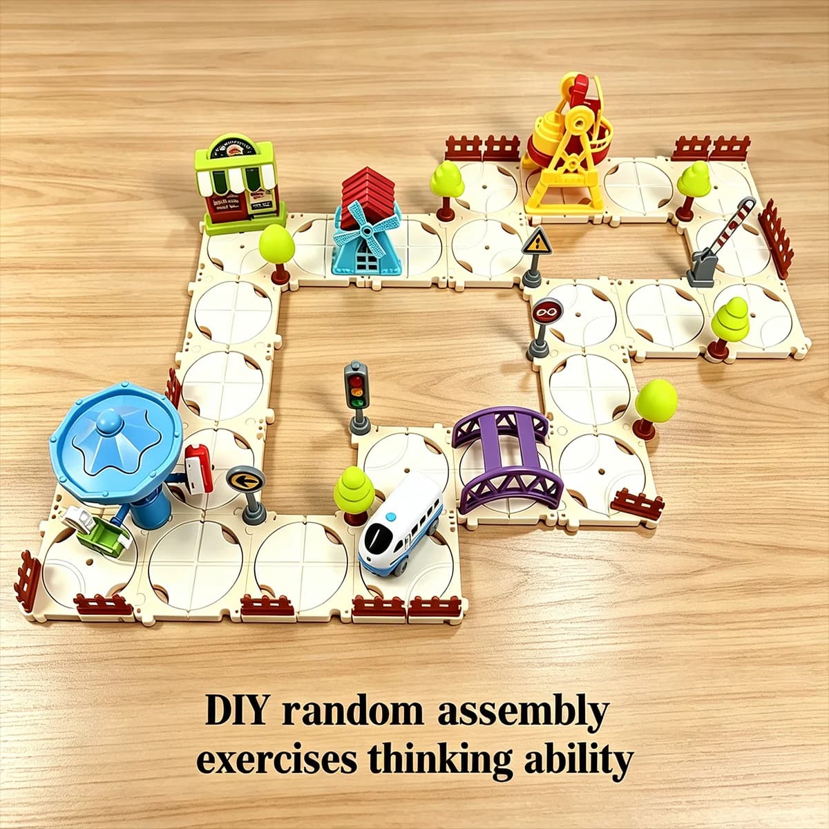 DIY Puzzle Track Car Set Assembling Scene Rail Train Learning Logic Road Board Games Educational Toy Kid Boy Birthday Gifts