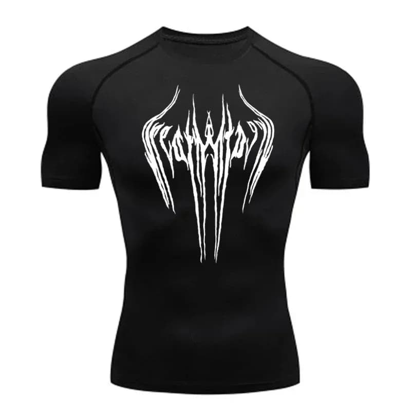 T-shirt sportiva da uomo traspirante a compressione per bodybuilding, fitness e jogging, a maniche corte, abbigliamento sportivo elastico per allenamento.