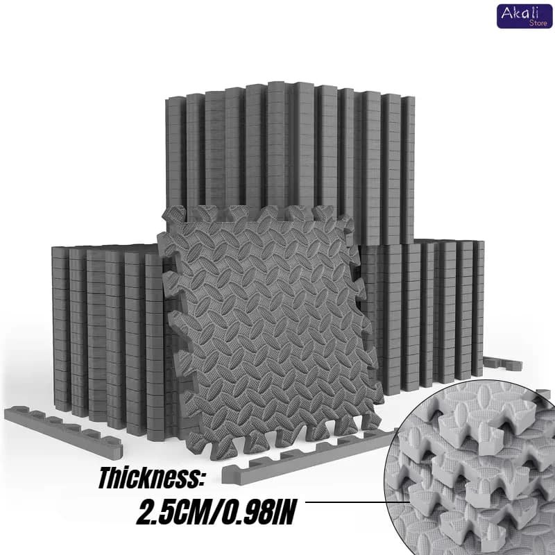 Interlocking Mats in Foam EVA Mirrors 2.5 cm for Gym, Absorption of the Urti, Flooring for Yoga and Exercises, Anti-slip, for Home Fitness 30x30cm