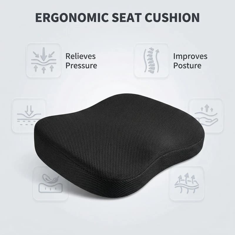 Cuscino Massaggiante in Gel Memory Foam a Forma di U per Alleviare il Dolore a Schiena e Coccige, Ideale per Auto e Sedie da Ufficio per Lunghe Sedute