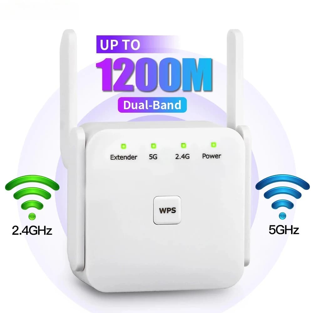 Ripetitore WiFi AC1200 Dual Band 2.4G 5GHz, Amplificatore di Segnale a Lungo Raggio, Punto di Accesso per Rete