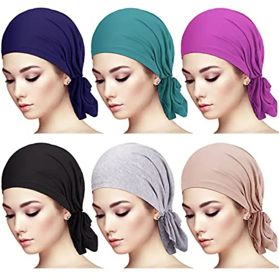 Set di 6 Sciarpe per la Testa da Donna, Turbanti Preannodati, Copricapo per Pazienti Oncologiche, Cappello Turbante, Sciarpa Avvolgente