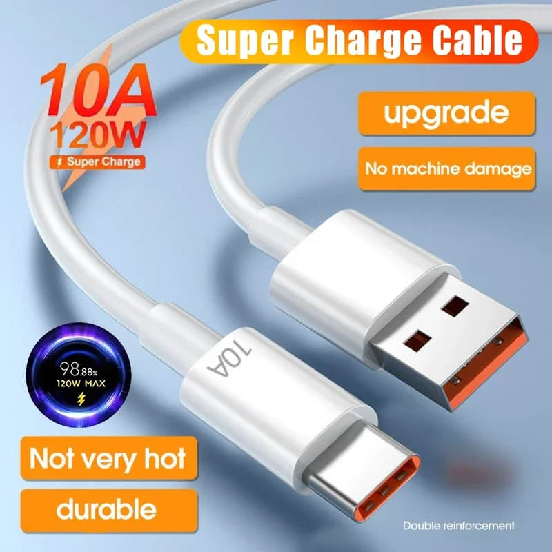 1/2/3Pcs 120W 10A Cable Super Fast Charging USB To Type-C Cable For Android Highspeed Data Transfer For Xiaomi 17 Cable 1/1.5/2M