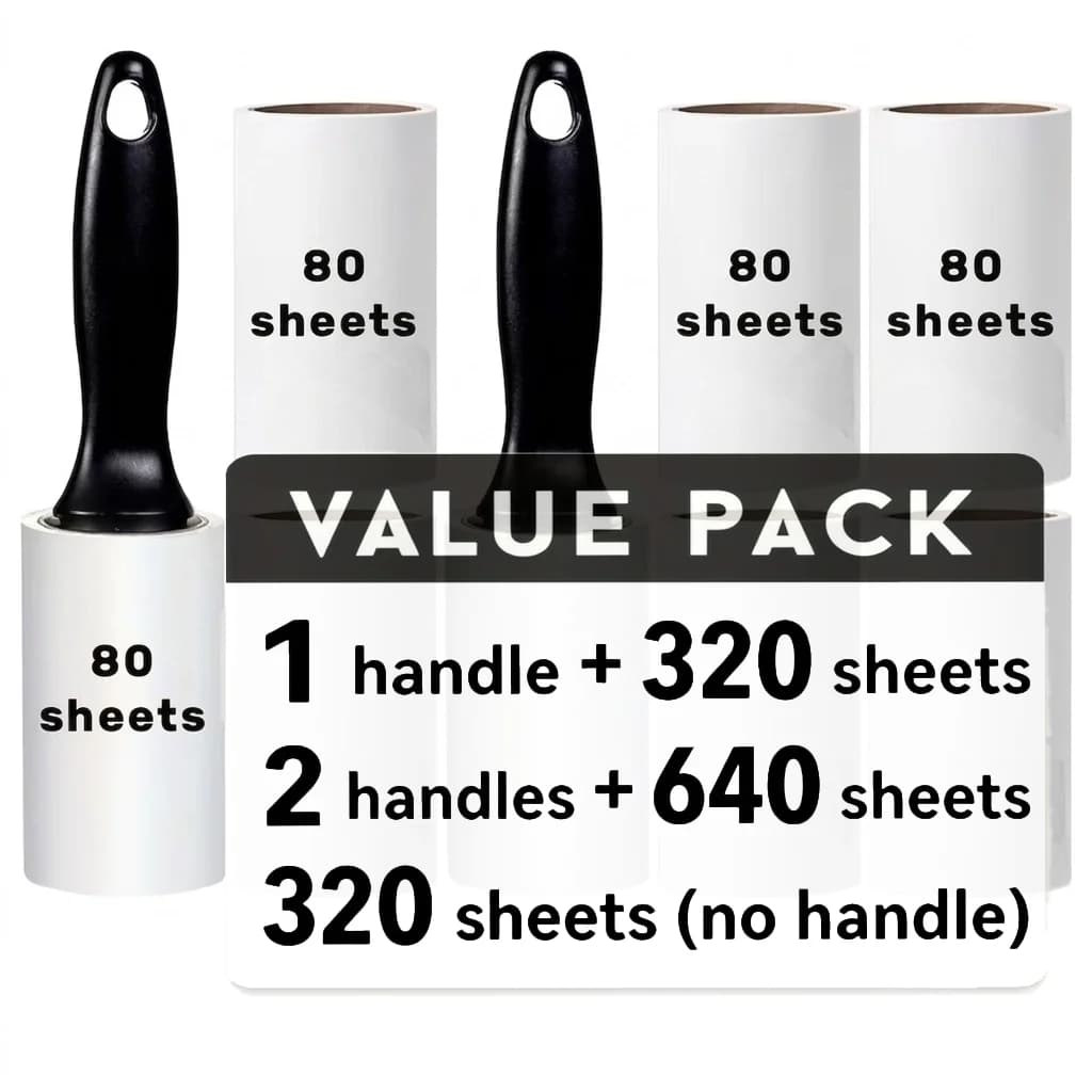 [Sticky Lint Roller] Extra Sticky Lint Roller, Pet Hair Remover | 640/320 Sheets, Tearable, Portable, for Furniture, Carpet, Clo