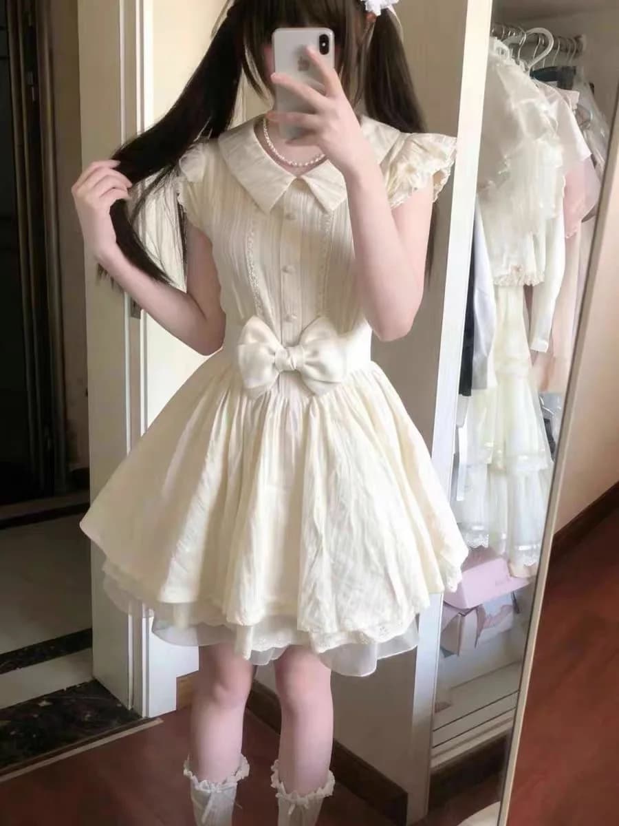 Cute Sweet Style Sleeveless Dress Girl's Beautiful Skirt Flying Sleeve Initial Sweet Short Skirt Summer A-Line Dress