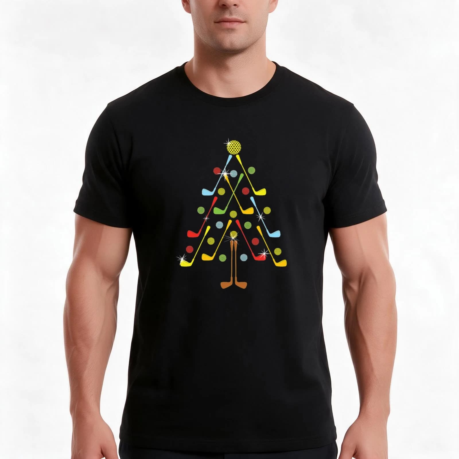 Christmas Tree Golf Golf Ball Shirt mask tshirt T-Shirt Summer Casual Cotton Tee, Unisex Men Women