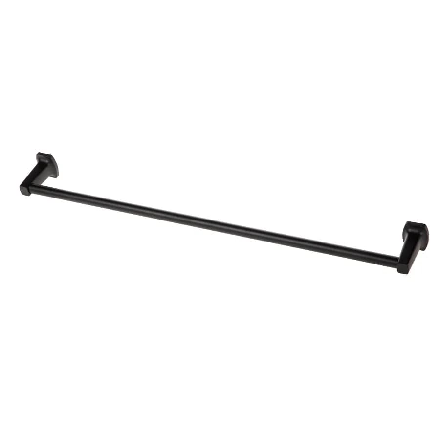 Square Style Wall Mount Steel 24 inch Towel Holder Bar Black Finish Horizontal Orientation