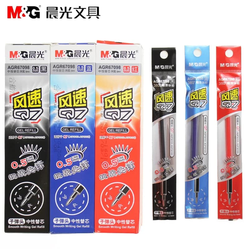 M & G 20 pz 0.5mm ricarica penna Gel inchiostro nero adatto per ricariche penna Gel forniture scolastiche di ricambio forniture per ufficio cancelleria