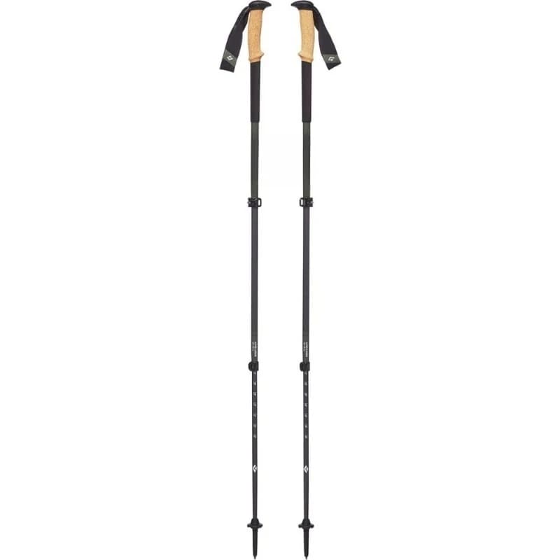 Ultralight carbon fiber trekking poles with FlickLock cork grips adjustable for mountaineering