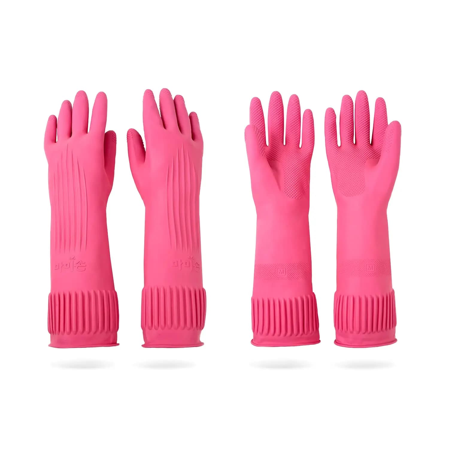 Mamison 2 Pairs Reusable Waterproof Household Dishwashing Cleaning Rubber Gloves, Non-Slip Kitchen Glove (Pink, Medium (Pack of