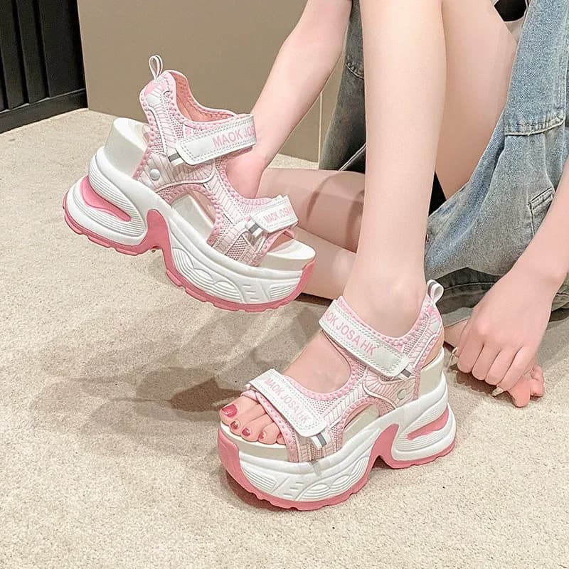 Nuovi sandali con plateau alto donna Summer Mesh Chunky Sneakers pantofole con zeppa femminile per donna Peep Toe Sandalia Feminina 10.5CM