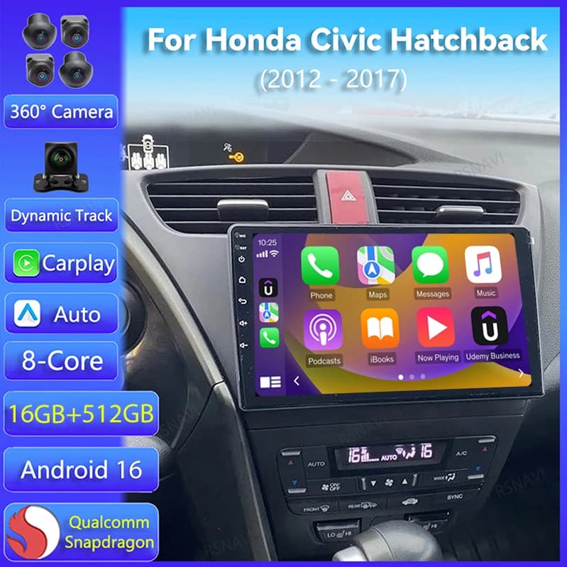 Android 15 Carplay Auto Per Honda Civic Hatchback 2012 2013 2014 2015 2016 2017 Multimedia Autoradio Lettore WIFi + 4G DSP Stereo