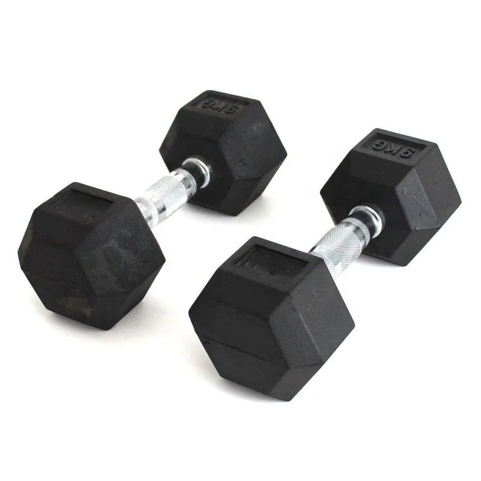 Factory Hot Direct Sale Hexagon Rubber Coated Dumbbell, Weight Lifting Push-up Hex Rubber Dumbbell，Suitable for indoor exercise
