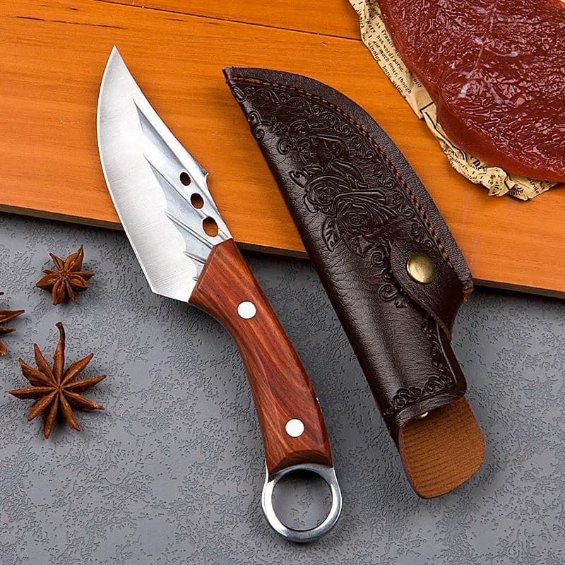Hand-made forged knife with sheath, high carbon stainless steel kitchen chef knife, suitable for multifunctional gifts such as