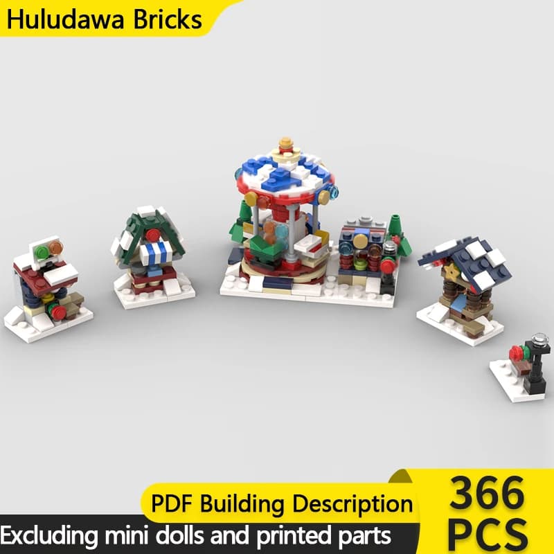 City Street View Model MOC Building Bricks Winter Village Market Modular Technology Children Holiday Gifts Assemble Toys Suit