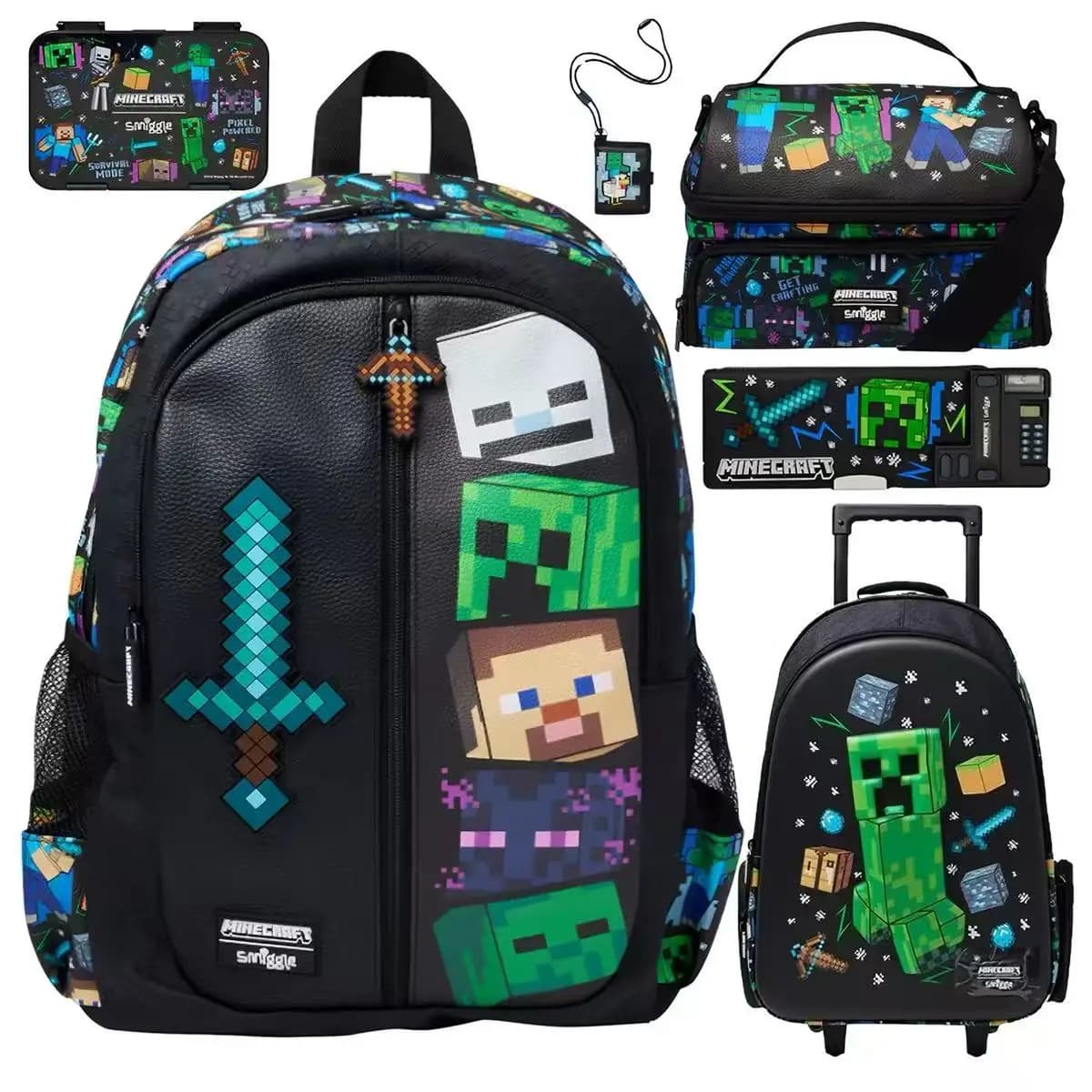 Original Classic Game Character Creeper Cute Q-version Large Capacity Backpack Pencil Case Meal Bag Student School Set Gift