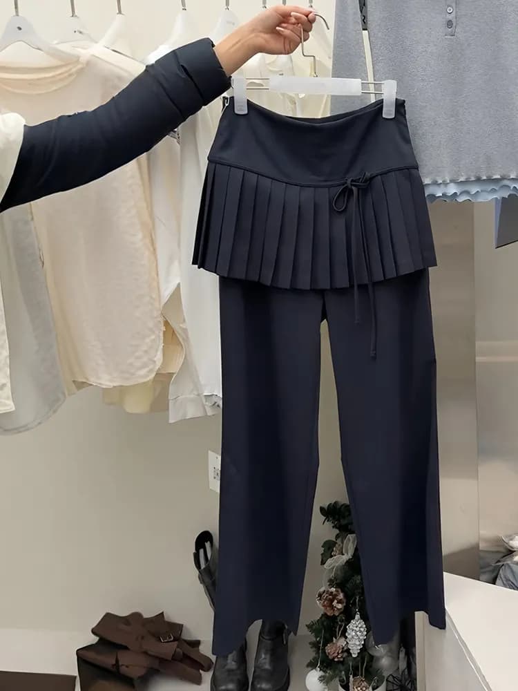 Korean Style High Waist Wide Leg Pleated Skirt Casual Pants Women's Fashionable Versatile Autumn New Arrival