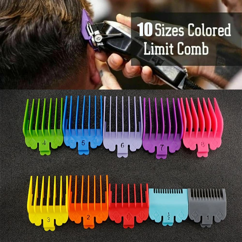 10 pezzi strumenti per lo styling moda uomo tagliacapelli limite pettine salone barbiere guida da taglio accessorio di ricambio tagliacapelli