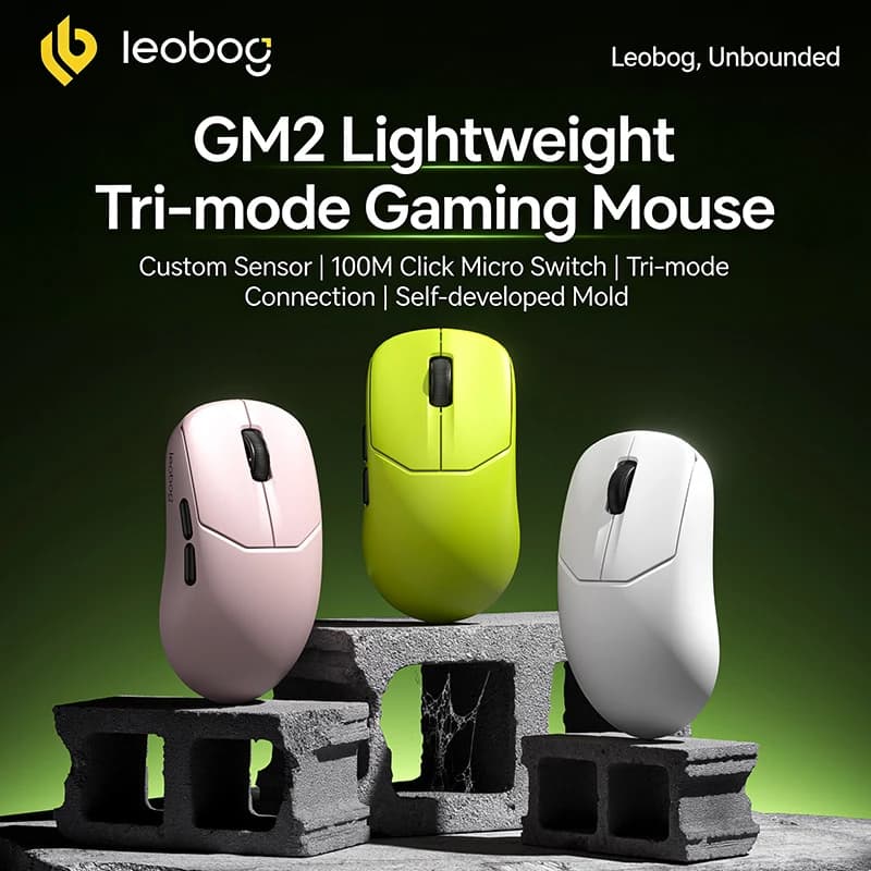 LEOBOG GM2 Wireless Mouse to Triple Mode, Cabled and Bluetooth, for Office and Gaming FPS LOL, Mouse from Professional Gaming with Ergonomic Design
