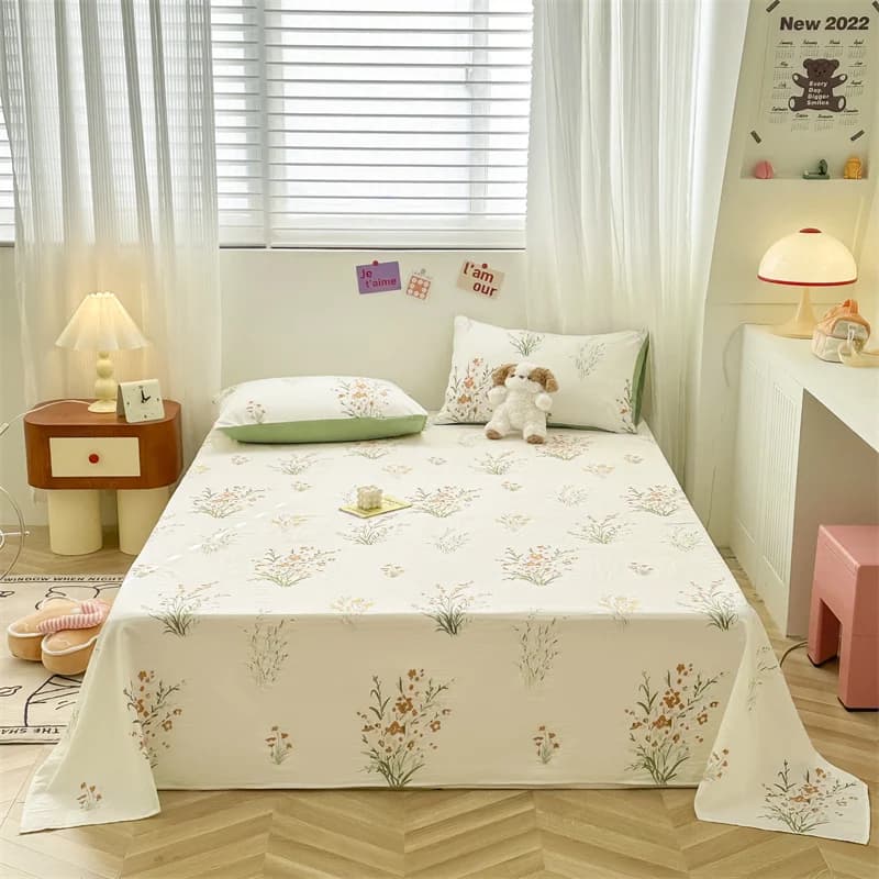 100% Cotton Flat Bed Sheet for Double Bed Flat Bed Solid Color Solid Color Flat Bed Sheet Single/Queen/King Home Sheet