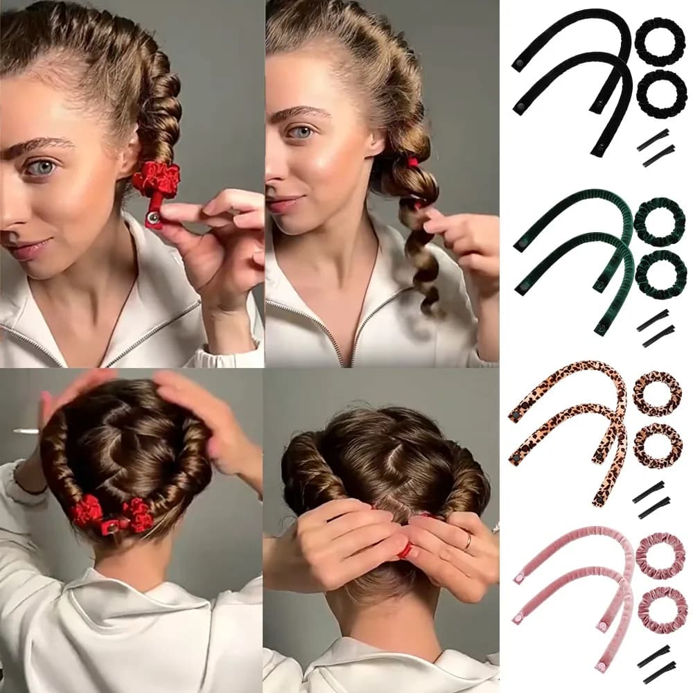 6 Pezzi Bigodini Senza Calore da 35 cm, Bastoncini Lunghi in Tessuto Morbido Satinato per Ricci Morbidi e Senza Sforzo, Strumenti per lo Styling dei Capelli
