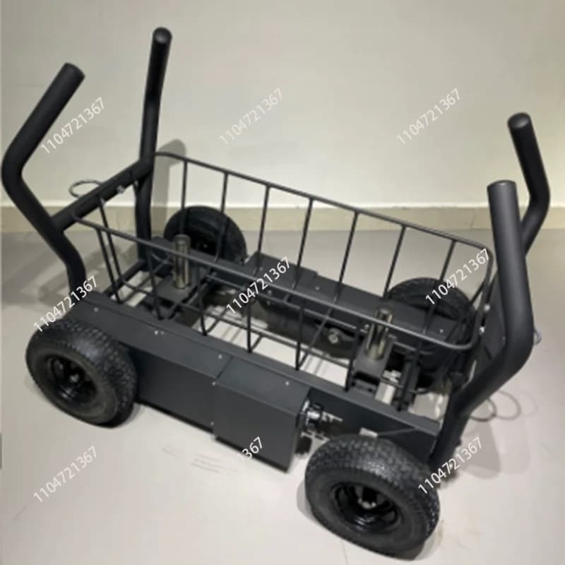 Sled car with adjustable resistance, tank weight, barbell, private gym, fitness bike