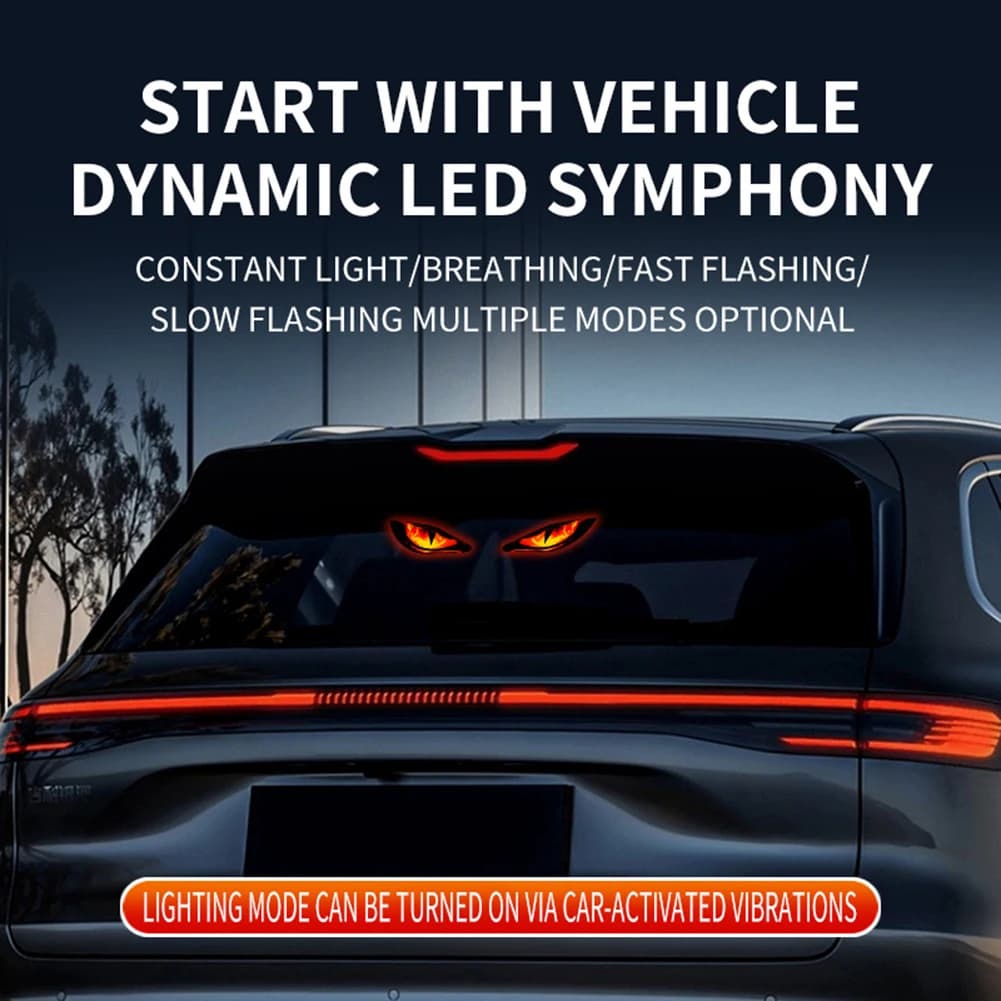 Solar Demon Eye LED Car Window Warnings Light RGB Car Atmosphere Decorative Lamp Intelligent Light Sensor Auto On-At Night