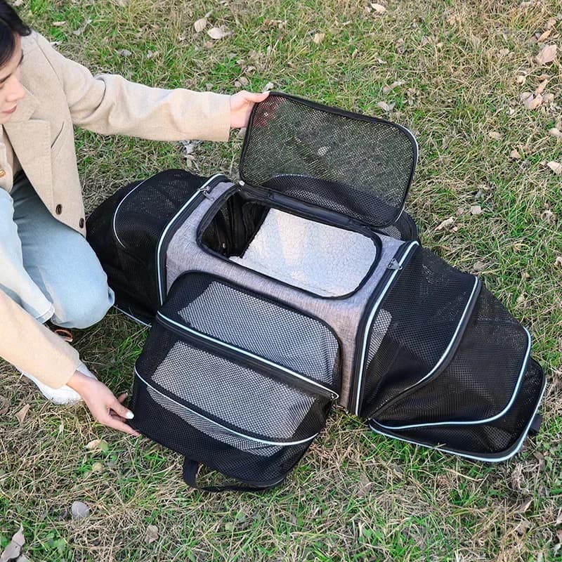 Zaino portatile per gatti Borsa da viaggio pieghevole espandibile per animali domestici Trasportino per animali traspirante approvato dalla compagnia aerea per accessori per animali domestici per cani