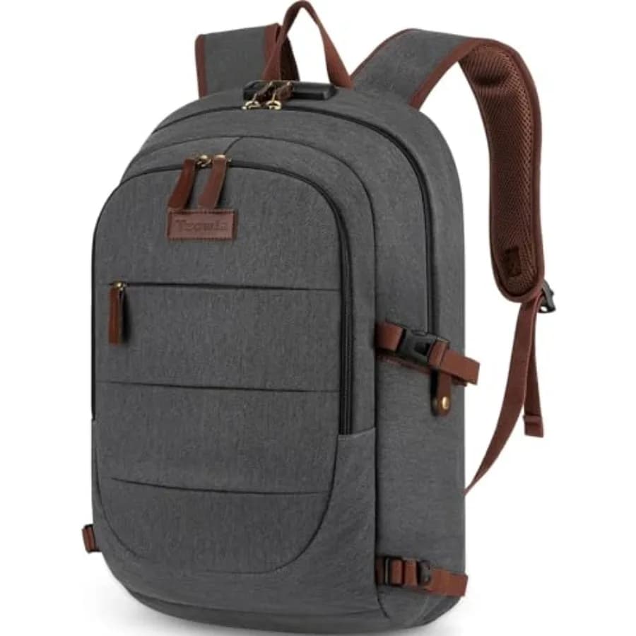 Zaino per laptop in tela - Borsa antifurto per uomo e donna, zaino adatto per laptop da 15,6 pollici, per lavoro e viaggi con lucchetto