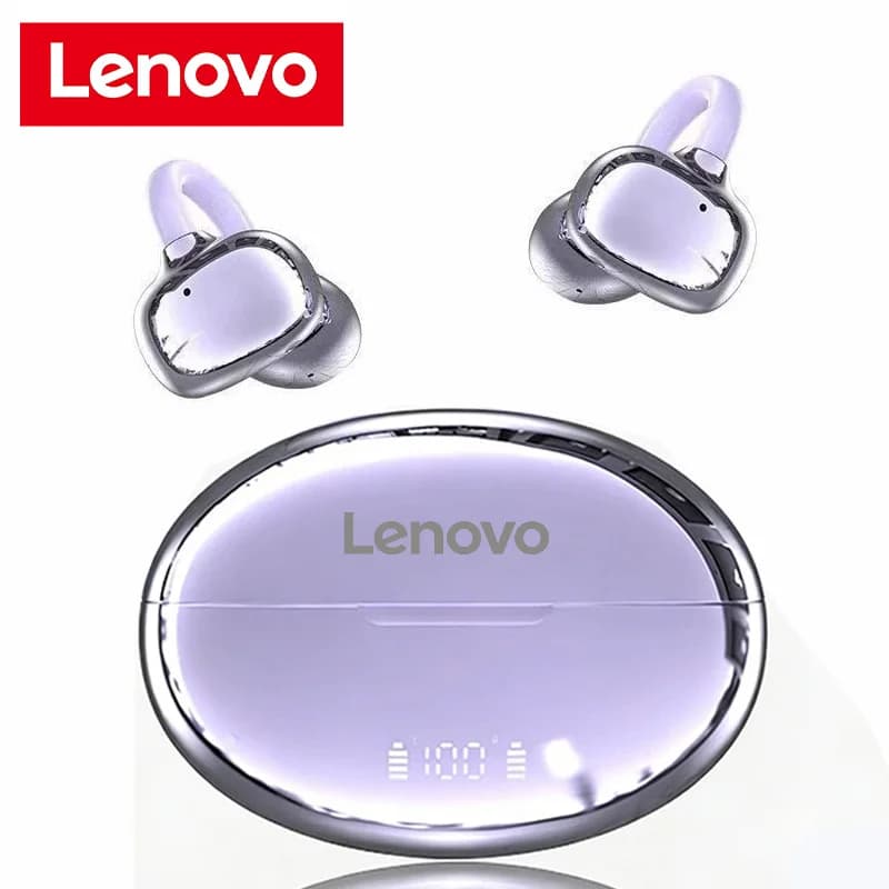 Lenovo New Ear Clip OWS Wireless Bluetooth Digital Display Headphones Sport Gaming Headset HIFI Surround Sound Earbuds With Mic