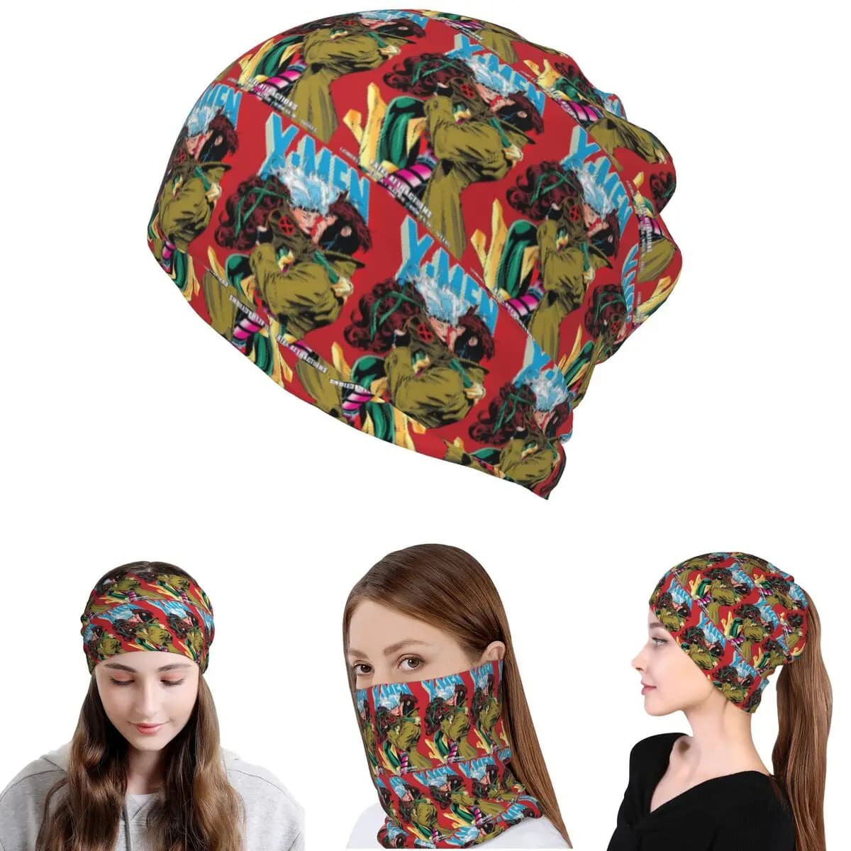 X-Men Gambit & Rogue Beautiful Couple Cover Bandana Neck Cover Mask Scarf Multifunction Headwear Beanies Hat Unisex Adult