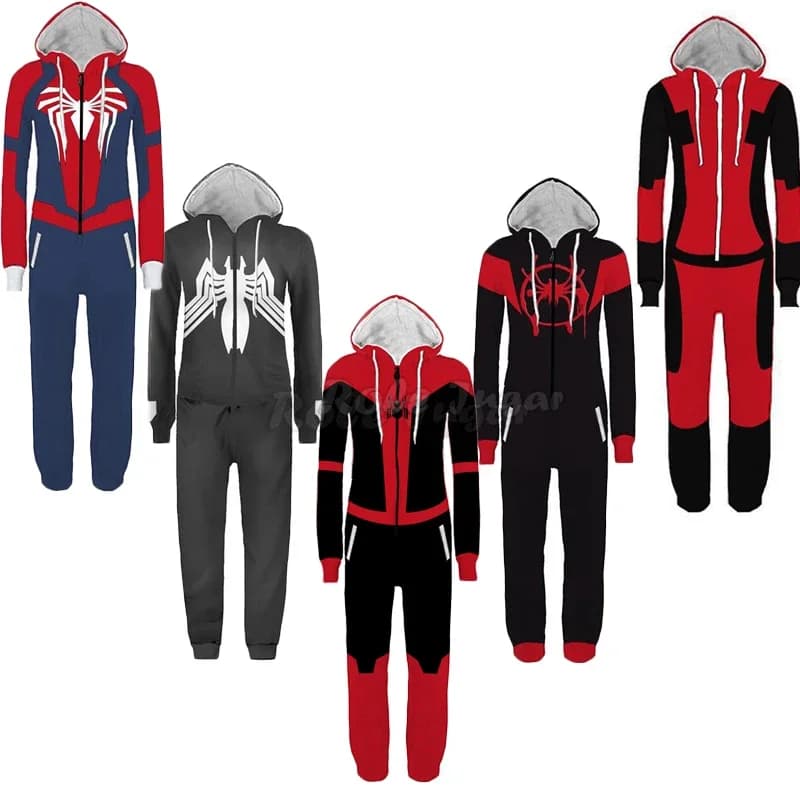 Spiderman Deadpool Tute Pigiami Costumi Cosplay Uomo Donna Halloween Festa di Natale Cartoon Sleepwear C68M153 # 1 # W