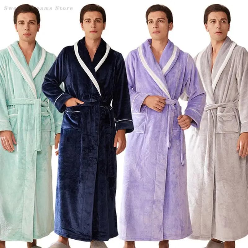 Autumn Winter Flannel Nightwear Men's Casual Dresses For Home Addens Hot Bed Garments Pigiama Coral Fleece Kimono Bathrobe