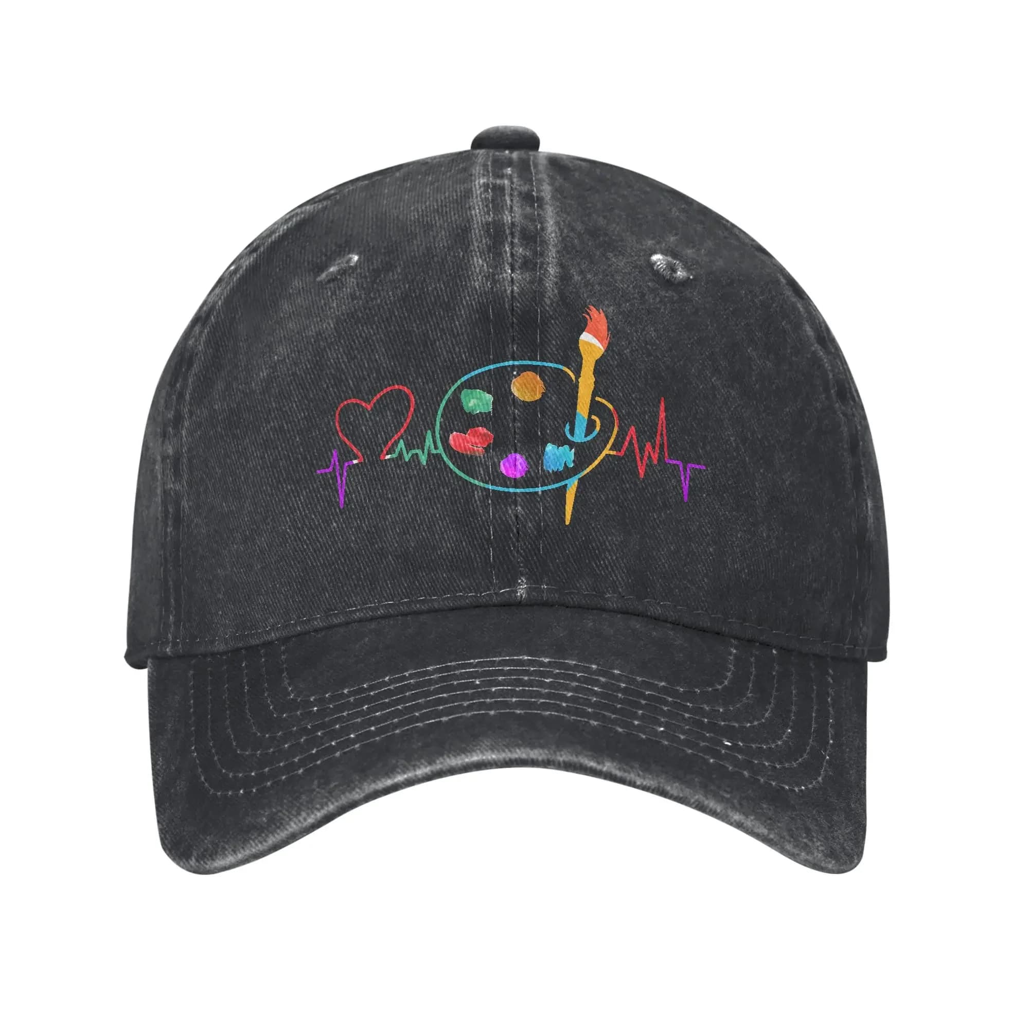 Cappellino da Baseball Divertente con Motivo Tavolozza di Colori e Pennello, Stile Hip Hop Lavato, Casual, Unisex, Regalo