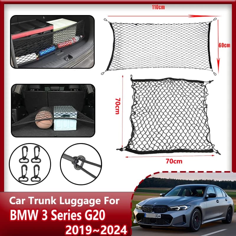 Per BMW serie 3 G20 G21 G28 2019-2022 2023 2024 bagagliaio per auto bagagliaio reti da carico Nylon elastico Storage Organizer parti accessori per auto